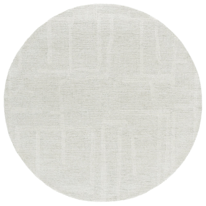 Abstract Hand-Tufted Wool Area Rug, Round 6'