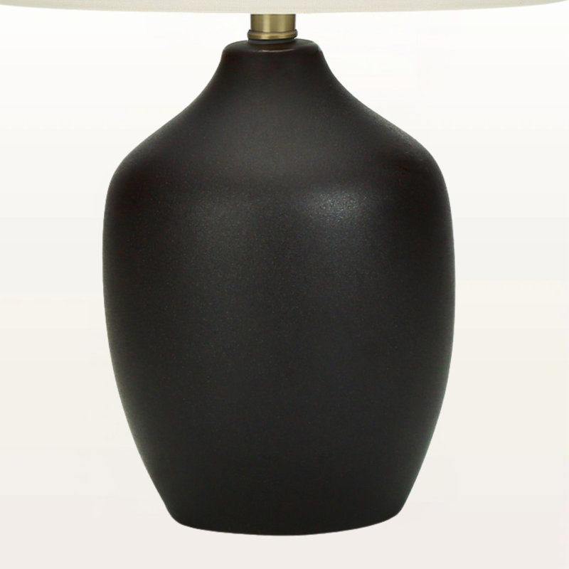Sahar Black Ceramic & Ivory / Cream Shade Table Lamp, 21.29'' H X 12.82'' W X 12.73'' D