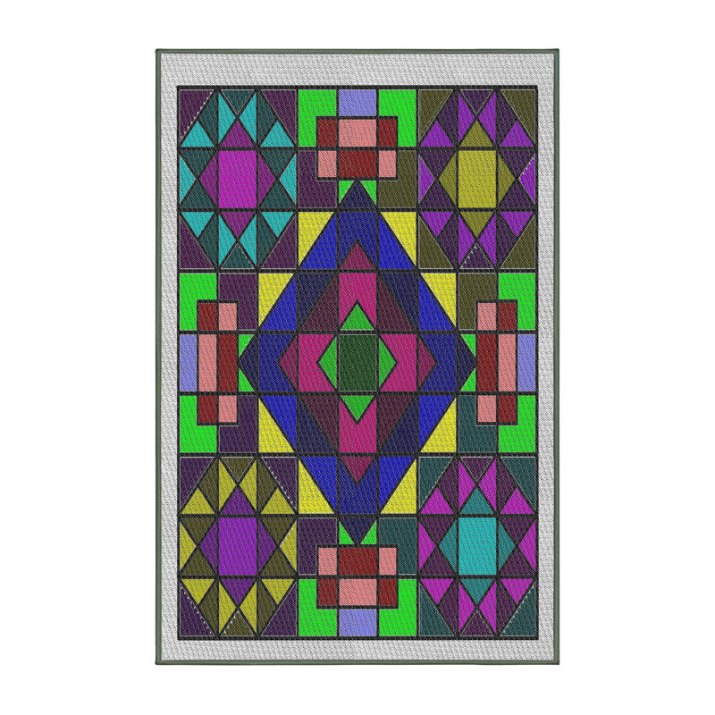 Tapis rouge / vert / mauve, Rectangle 5 pi x 7 pi