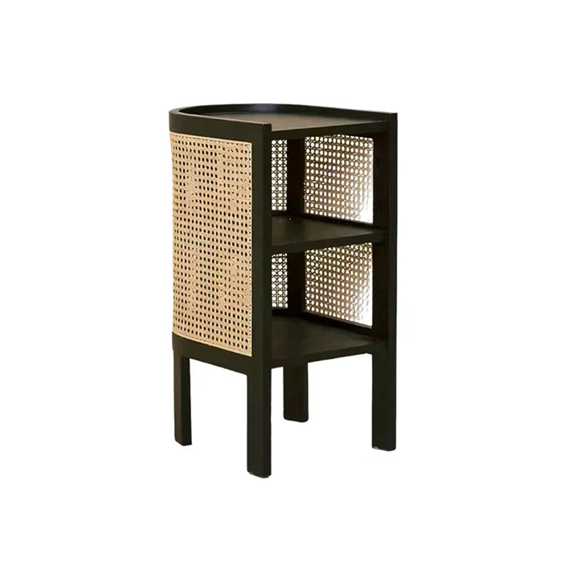 30cm W Solid Wood Bedside Table, Black