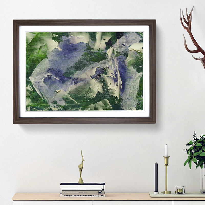 Abstract Art Painting Vol.184 by S.Johnson - Picture Frame Painting Print, 62cm H x 87cm W x 2cm D, Walnut Framed