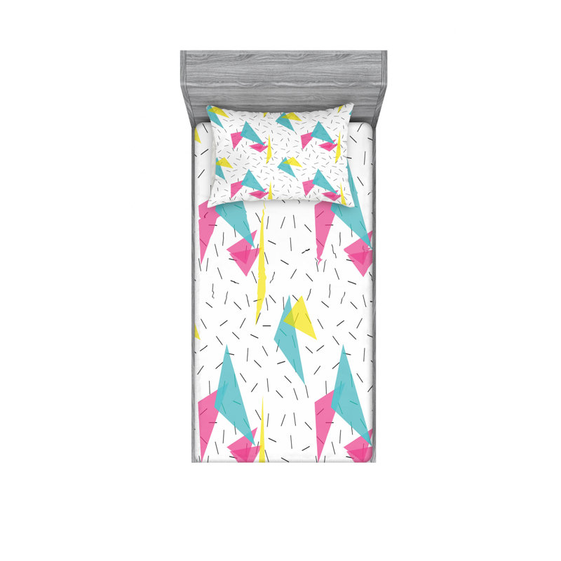 Ensemble de draps Memphis Forms Lines, Ensemble de draps pour lit simple avec drap-housse