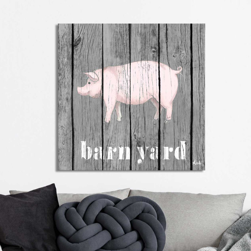 «Barnyard Pig», impression, Toile tendue, H 18 po x l 18 po x P 1 po