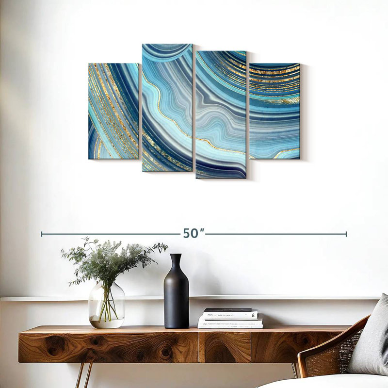 Avery Blue Marble Abstract, 22" H x 36" W