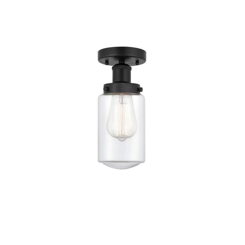 Erkson Glass Semi Flush Mount, Matte Black, Clear