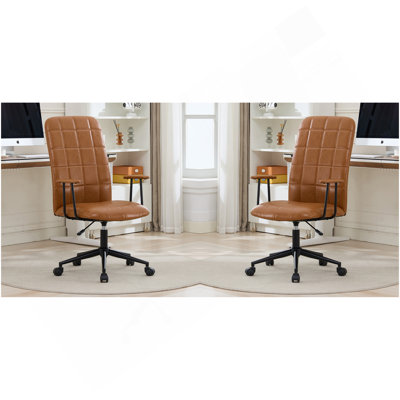 Chaise de bureau 2SETS en cuir de polyuréthane antique noir