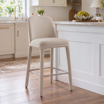 26.5" Modern Fully Upholstered Fabric Counter Stool