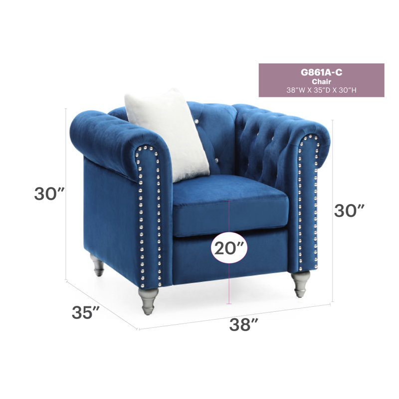 Élégant fauteuil bleu marine à accoudoirs ronds