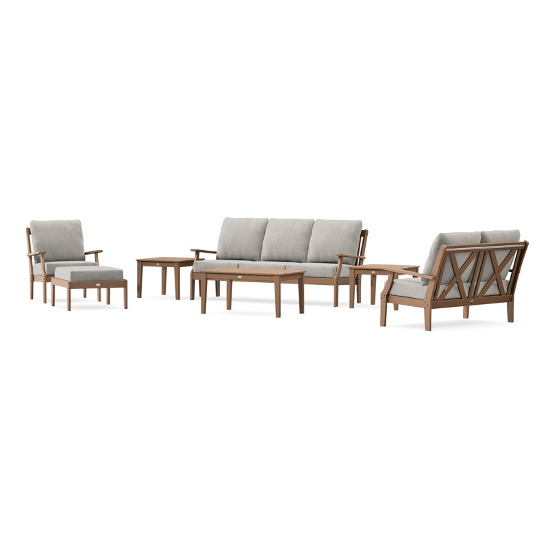 Braxton 7-Piece Deep Seating Set, Weathered Tweed, Teak