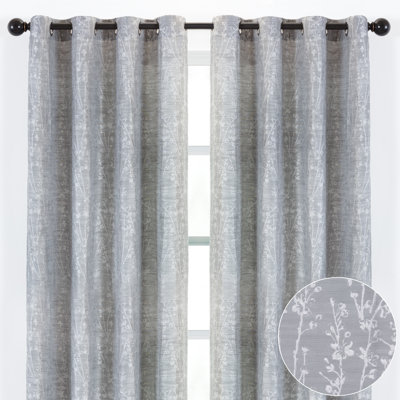 Panneaux de rideaux semi-transparents à œillets à motif floral