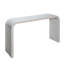 Console blanc délavé avec structure en forme de cascade courbée et détails en perles de bois, parfait pour les entrées et les couloirs.-338955972