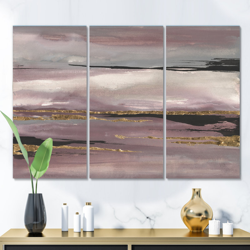« purple glam storm iii » shabby élégance, peinture sur toile, H 32 po x l 48 po x P 1 po