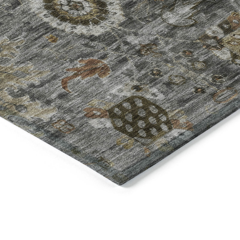 Tapis intérieur / extérieur lavable à la machine Xhevrie, Rectangle 1 pi 8 po x 2 pi 6 po