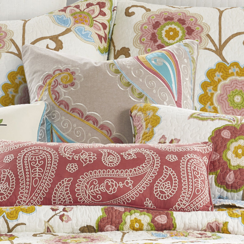 Ashbury Spring Multicolor Birds Cotton Throw Pillow