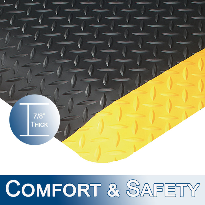 Tapis anti-fatigue diamond Verrill, Noir, Rectangle l 3 pi x L 5 pi