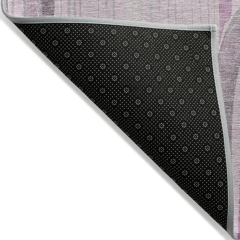 Geometric Red and Pink Synthetic 8' x 10' Washable Rug
