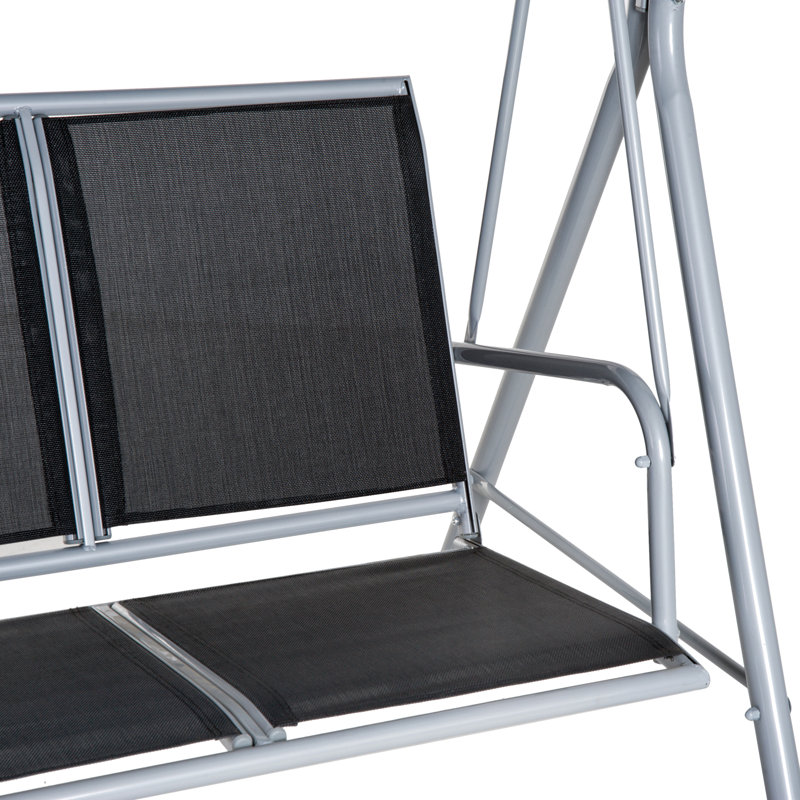 3 Person Porch Swing with Canopy, Black
