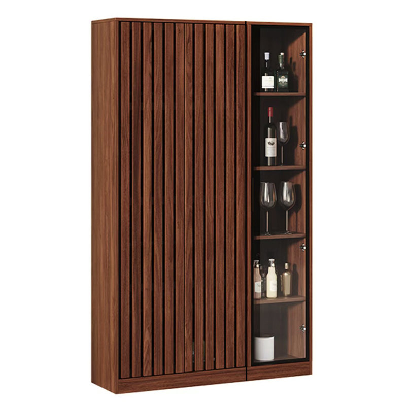 47.24" Retro Light Luxury Walnut Color Wine Cabinet & Display Cabinet Combination, Tempered Glass Door