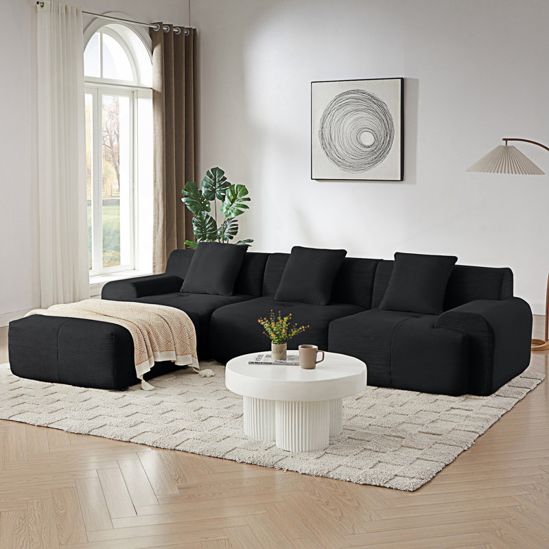 Canapé modulaire moderne en L, Noir