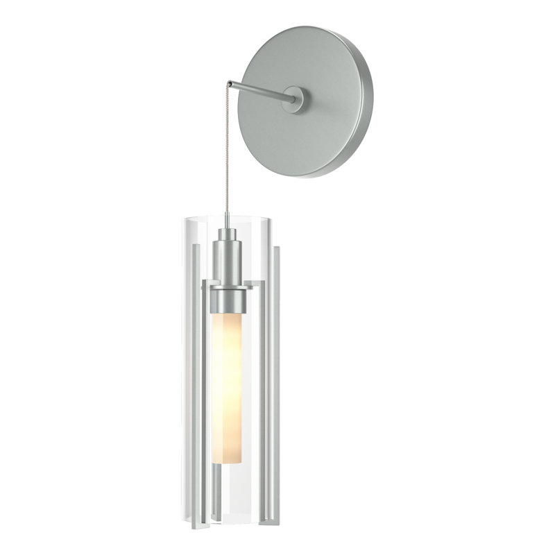 Exos 1 - Light Steel Armed Sconce, Clear/Opal White, Vintage Platinum