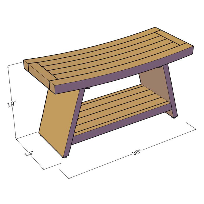 Asia Shower Seat, 18" H x 36" W x 14" D