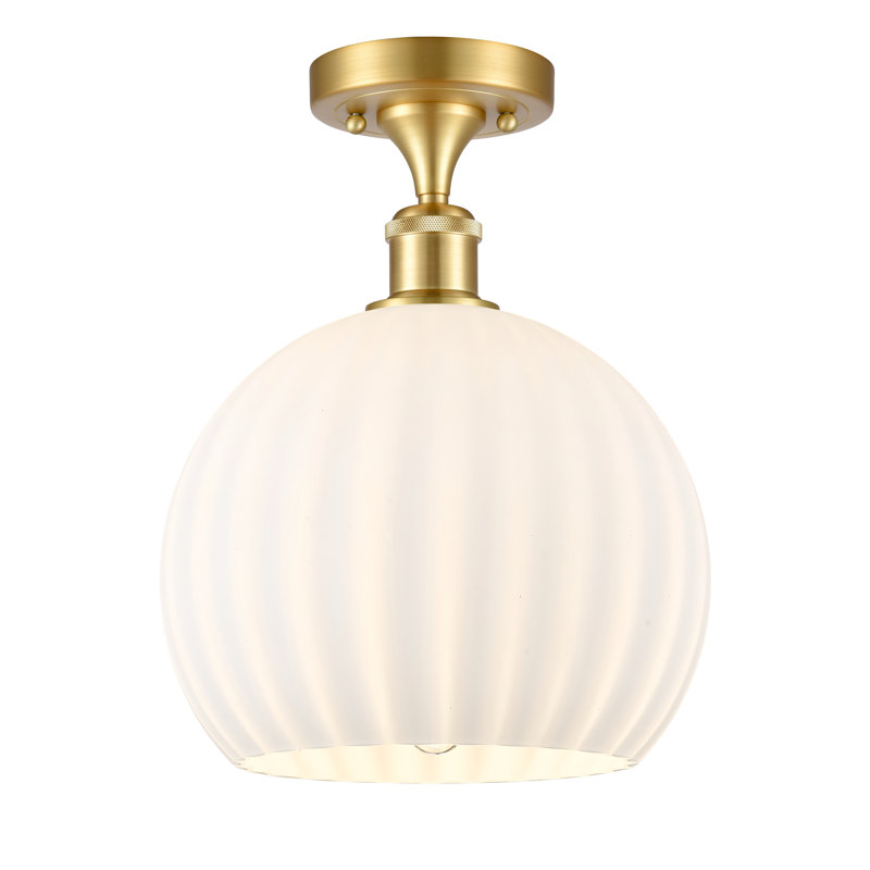 Plafonnier semi-encastré 1 lumière Ballston - Adriao, H 13 po x l 10 po x P 10 po, Or satiné