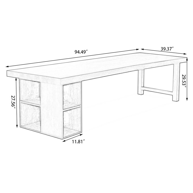 Bureaux rectangulaires en bois massif 78,74 "noyer, H 29,53 po x l 94,49 po x P 39,37 po