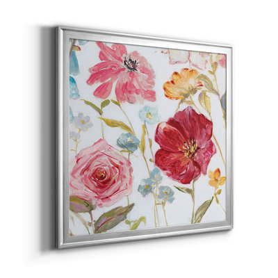 Wildflower Whimsy I - Vintage Botanical Print, Matted and Framed Under Acrylic Glass, Set of 2, Living Room and Dining Room Wall Art