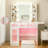 All-In-One Makeup Vanity With Lights & Outlet & See-Through Desktop