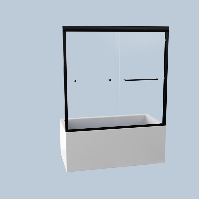 56"-60"W*58" H Semi-Frameless Double Sliding Tub Door, Bypass Bathtub Shower, 1/4" (6Mm) Thick SGCC Tempered Glass Door