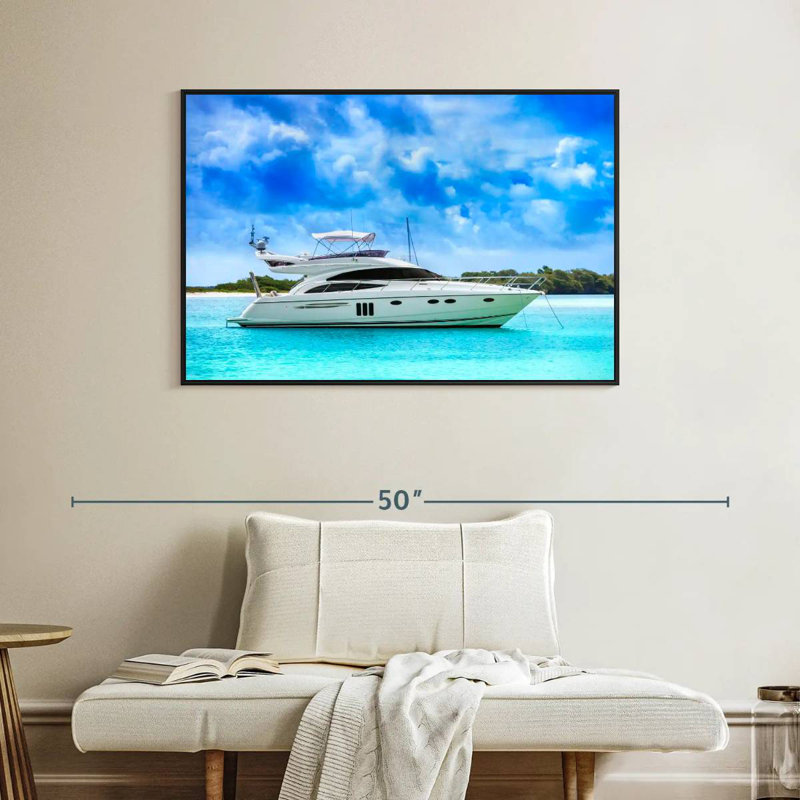 Yacht de luxe des Caraïbes, Cadre flottant noir, 40 po x 27 po