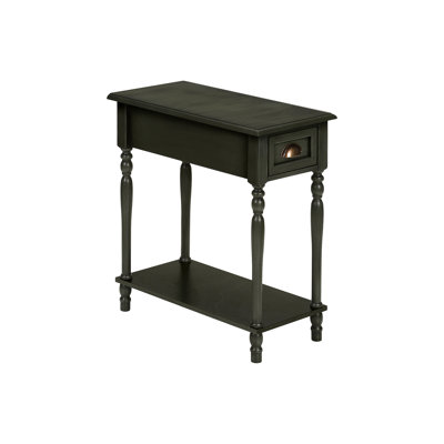 Accent Table, 2 Tier, Side Table, End, Narrow, Nightstand, Bedroom, Lamp, Storage Drawer Veneer, Traditional
