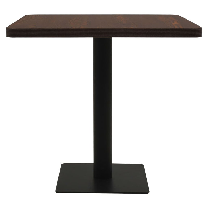 vidaXL Bar Table Dark Ash and Black Melamine Particle Board, Steel, H42.1  x L23.6 x W23.6in