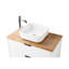 Meuble-lavabo mural 32 po avec tiroir double, armoire blanche, bois massif, lavabo d'art carré - conception moderne pour meuble-lavabo mural à tiroir fonctionnel, installation simple et élégante en céramique