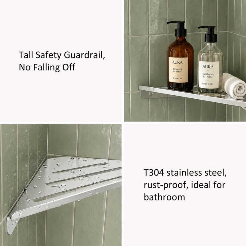 Tablette de douche Melvonia, Chrome poli