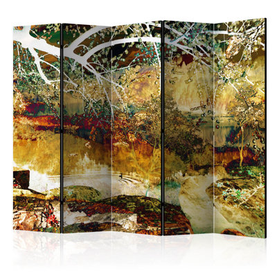 Haygashen 225cm W x 172cm H 5 - Panel Solid Wood Folding Room Divider
