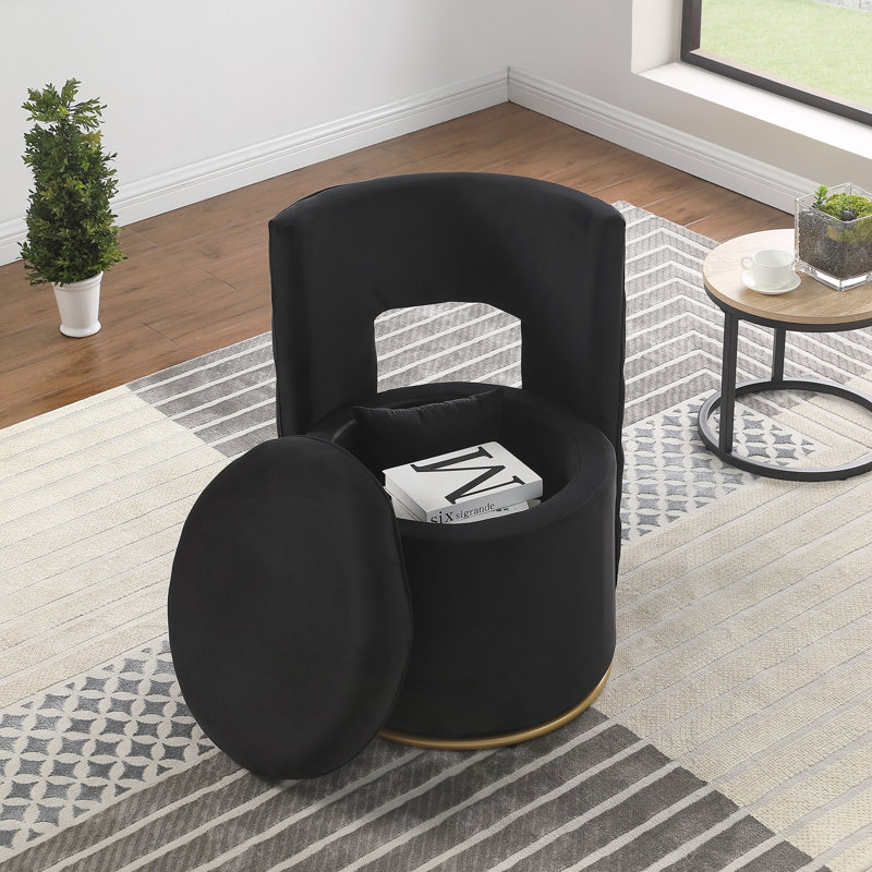 Fauteuil d'appoint pivotant à 360 ° avec fonction de rangement, Noir