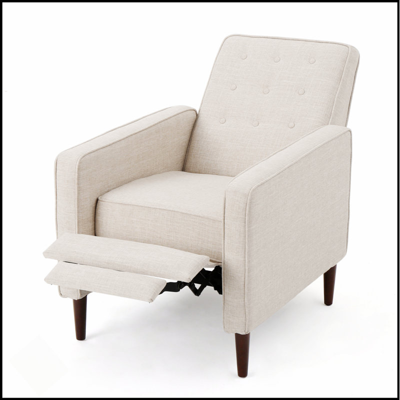 Mid-Century Modern Recliner With Comfortable Cushions And Durable Birch Legs For Ultimate Relaxation, Beige 