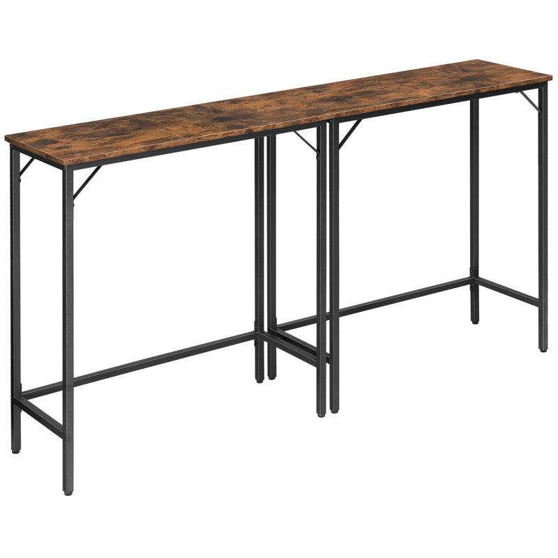 63-Inch Narrow Bar Table, Counter Height Pub Table for Dining Room, Connectable Bar Table with Sturdy Metal Frame
