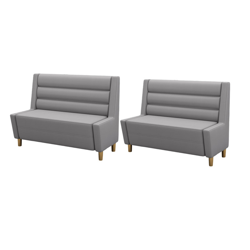 Nordic Modern Elegant Restaurant Cafe Benches Faux Leather Upholstered Bench, Grey
