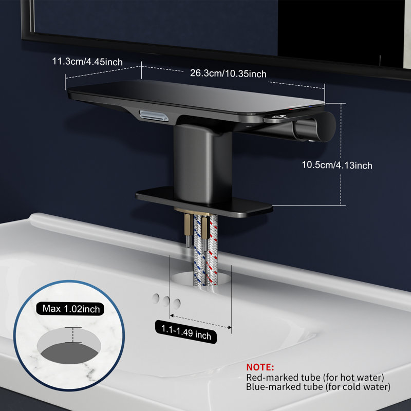 Robinet de lavabo de salle de bain à un trou Modern avec casier escamotable, noir mat, Noir mat