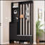 Arbre d'entrée contemporain l 39,3 po x H 70,8 po avec rangement, banc rembourré et panneau perforé pour vestibule et vestibule-249034565