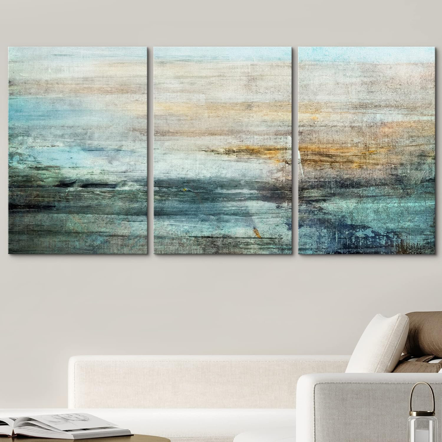 IDEA4WALL Blue And Orange Grunge Color Field Abstract Shapes Modern Art ...