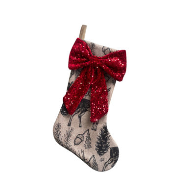 Christmas Beadle Bow Print Deer Christmas Stocking Tablecloth Tree Skirt Wine Bottle Cover Suit Decorations