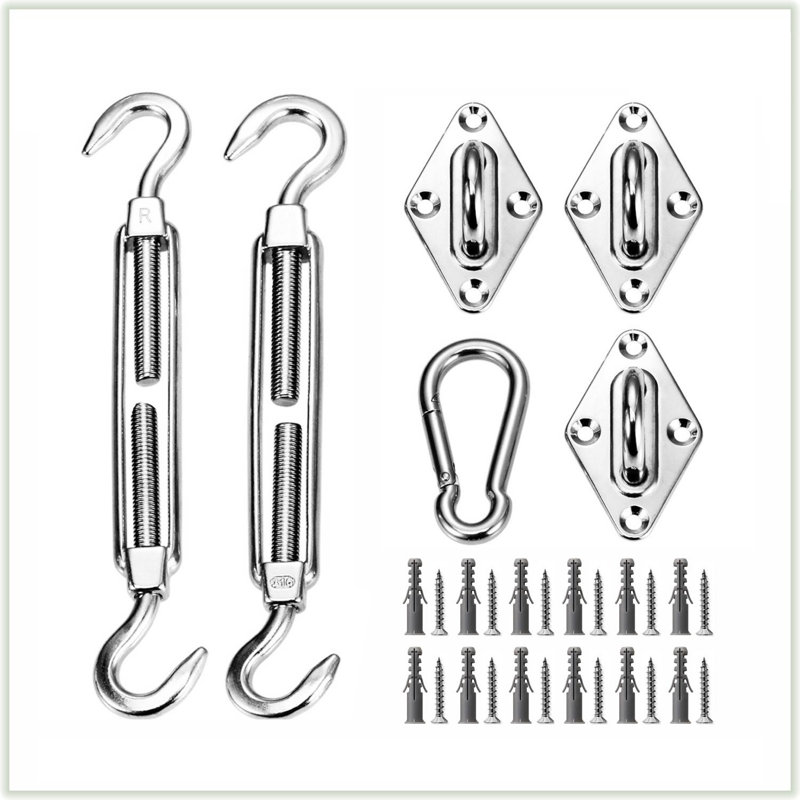 6 Inch Stainless Steel Triangle Sun Shade Sail Hardware Kit