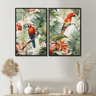 Perroquet au paradis I - Art mural perroquet animaux