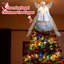 Décoration pour sommet de sapin ange lumineux avec ailes argentées et robe bleue, figurine d'ange festif avec lumières à DEL, décoration d'arbre élégante pour une ambiance des Fêtes
