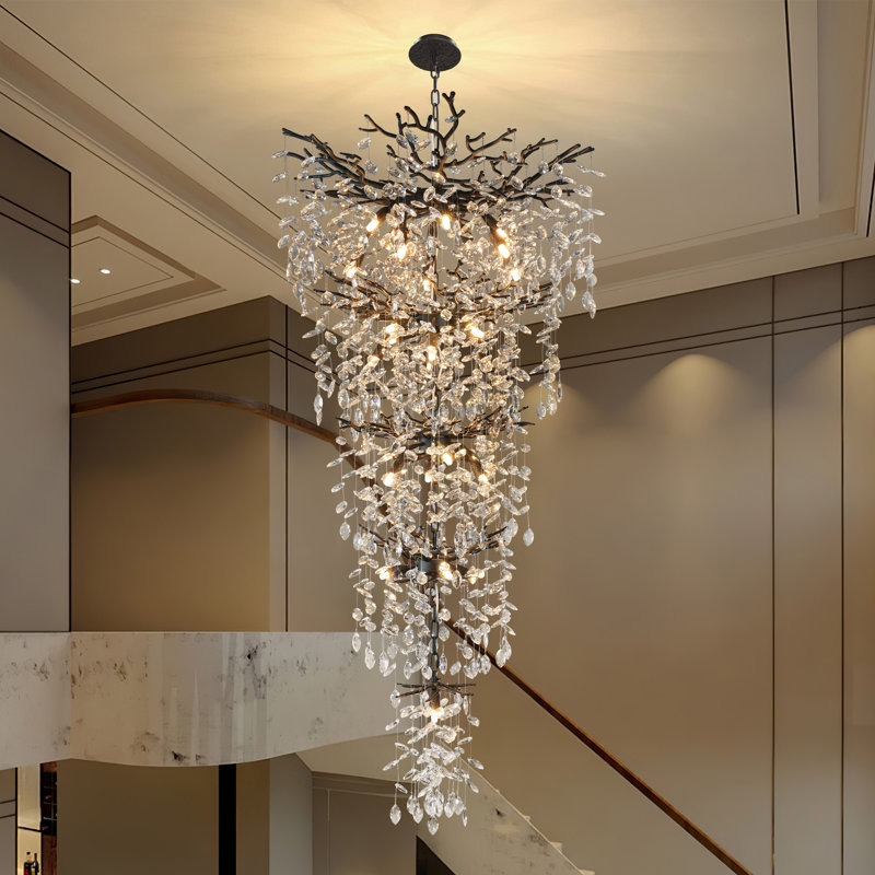Crystal Chandelier For High Ceilings Tree Branch Chandelier, Large Chandeliers For Foyer Entryway Staircase Living Room