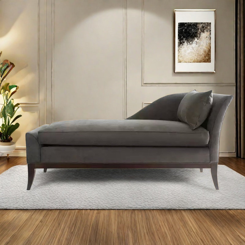 Chaise en bois massif Exquise, Orienté à droite, Gris foncé