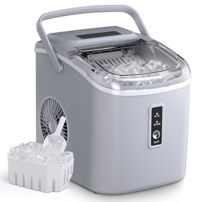 Simzlife 26Lbs. Daily Bullet Ice Countertop Ice Maker Ice Machine With Handle,Self-Cleaning Ice Makers, 26Lbs/24H, 9 Ice Cubes Ready In 6 Mins For Home/Kitchen/Bar/Party/Camping